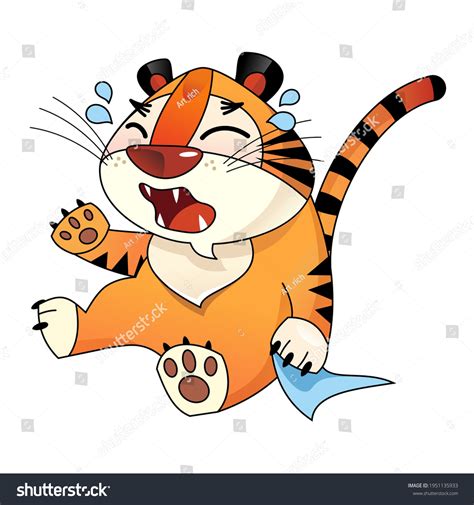 Sad Tiger Cub Crying Cartoon Style Stock Vector (Royalty Free ...