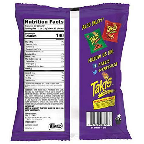 Barcel Takis Fuego Nutrition Facts - Home Alqu