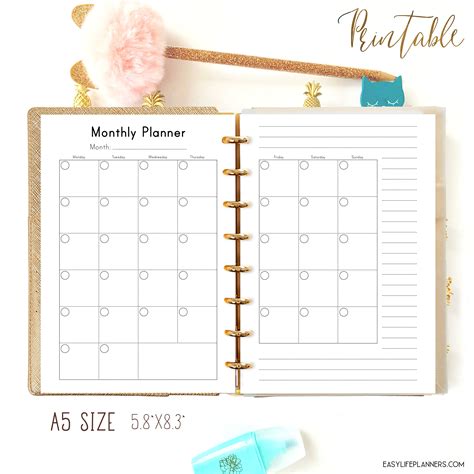 A5 Planner Printables Free