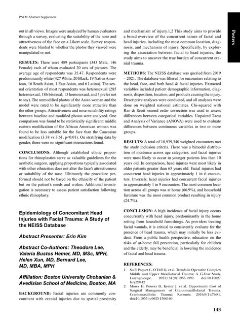 (PDF) Epidemiology of Concomitant Head Injuries with Facial Trauma: A Study of the NEISS Database