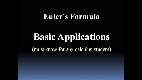 Euler's Formula Applications (necessary to develop base understanding) - YouTube