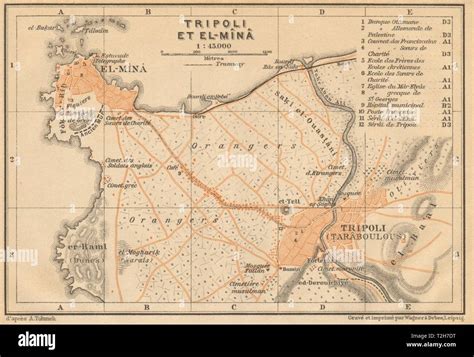 Tripoli (Tarabulus) & El Mina antique town city plan. Lebanon 1912 old ...