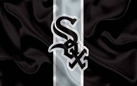 Download wallpapers Chicago White Sox, 4k, logo, silk texture, american baseball club, black ...