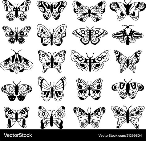 Doodle butterfly sketch flying butterflies hand Vector Image