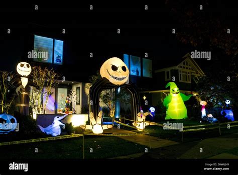 Halloween decorations outside a home in Metro Vancouver, Canada Stock ...