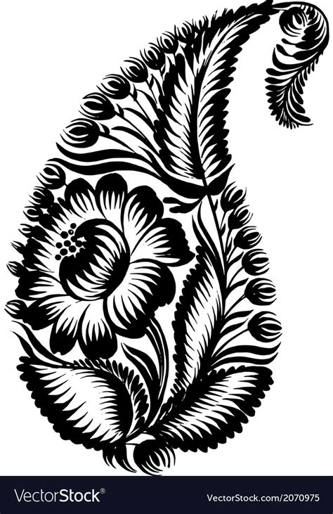 Decorative silhouette of a floral paisley Vector Image