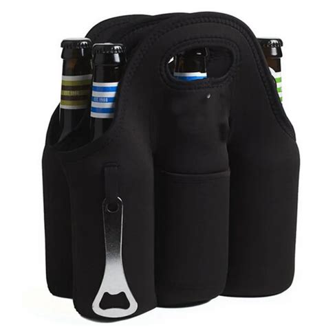 Portable Beer Can Cooler Bag Shoulder Bag Freezer Gel Wine Bottle Cooler Neoprene 6 Pack Can ...