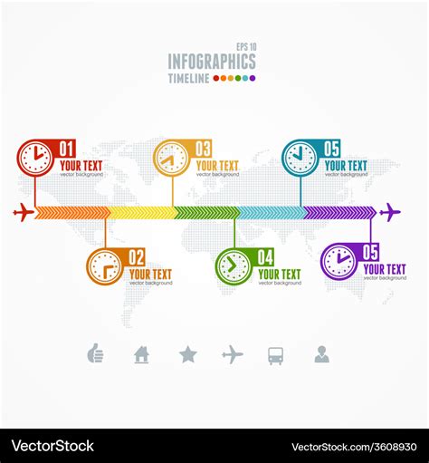 Timeline Infographic Map and clock Royalty Free Vector Image