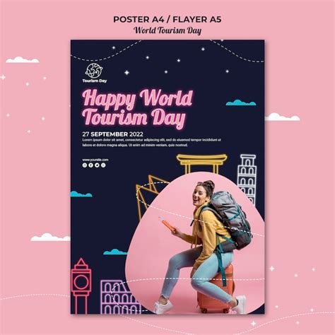 Free PSD | World tourism day poster template