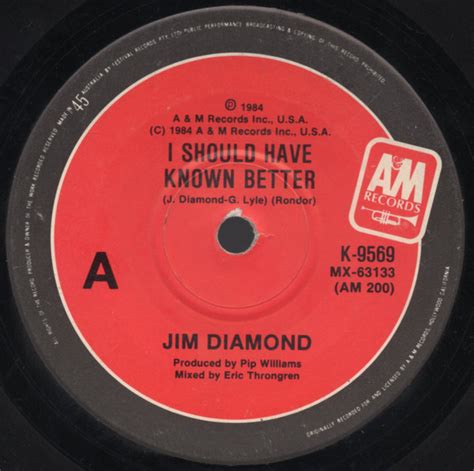 Jim Diamond – I Should Have Known Better (1984, Vinyl) - Discogs