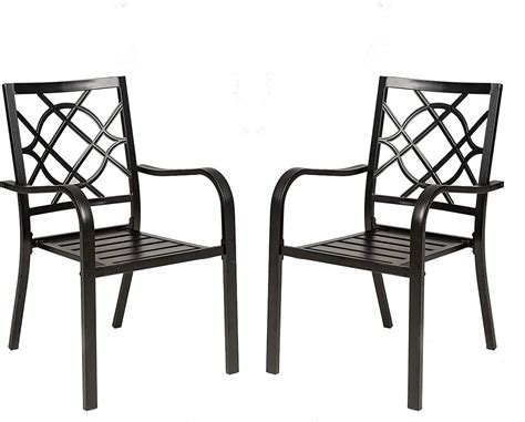 Amazon.com: SOLAURA 300 lbs Patio Dining Chairs of 2, Outdoor Patio Furniture Chair Wrought Iron ...