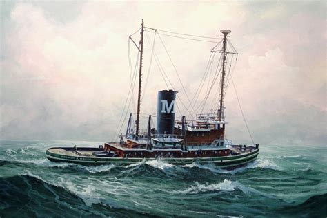 Old ship painting, Tug boats, Ship paintings