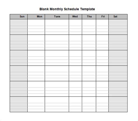 Printable Monthly Work Schedule Template - prntbl ...