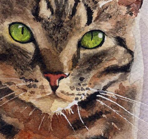 Brown Tabby Cat Art Print of My Watercolor Painting Artwork - Etsy