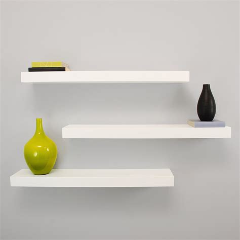 white floating shelves