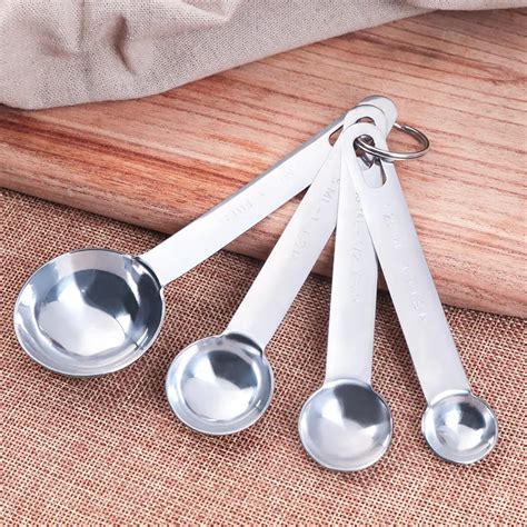 4 Pcs Stainless Steel Kitchen Measuring Spoons Scoop For Baking Sugar ...