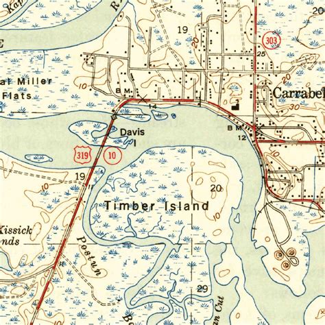 Carrabelle, FL (1944, 31680-Scale) Map by United States Geological Survey | Avenza Maps