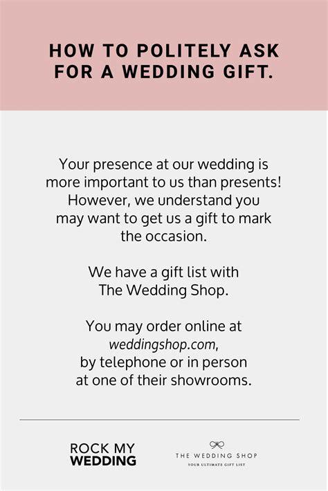 Wedding Gift List Wording Examples - How To Ask Graciously