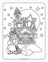 Halloween Witch Castle Coloring Page sketch template