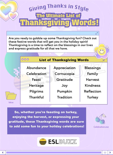 Thanksgiving Words: Giving Thanks in Style - ESLBUZZ