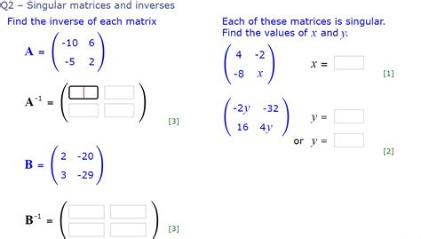 Solved Q2 - Singular matrices and inverses Find the inverse | Chegg.com