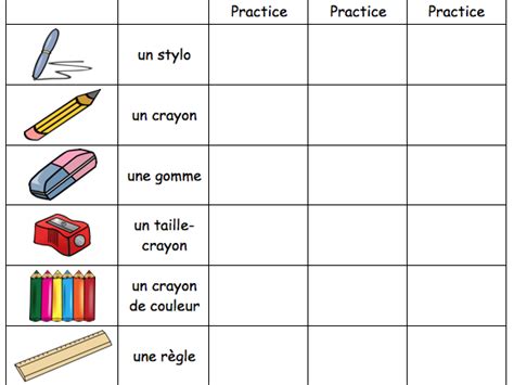 French Classroom Vocabulary : Revision Worksheet | Teaching Resources