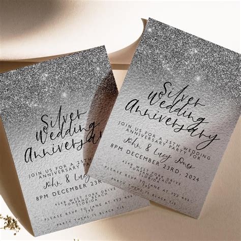 25th Anniversary Invitation 25th Wedding Anniversary Editable - Etsy UK | 25th wedding ...