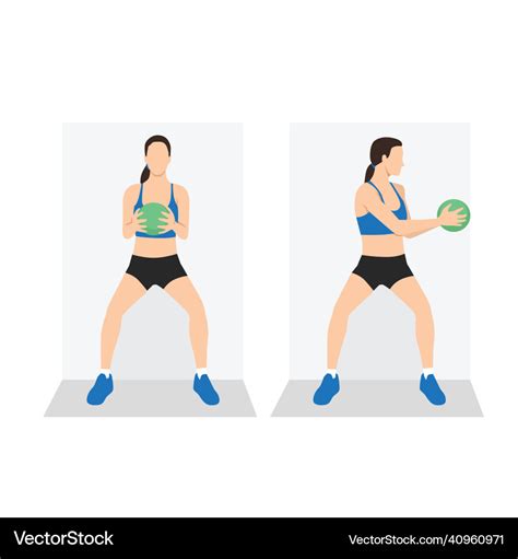 Woman doing medicine ball wall sit rotation exerci