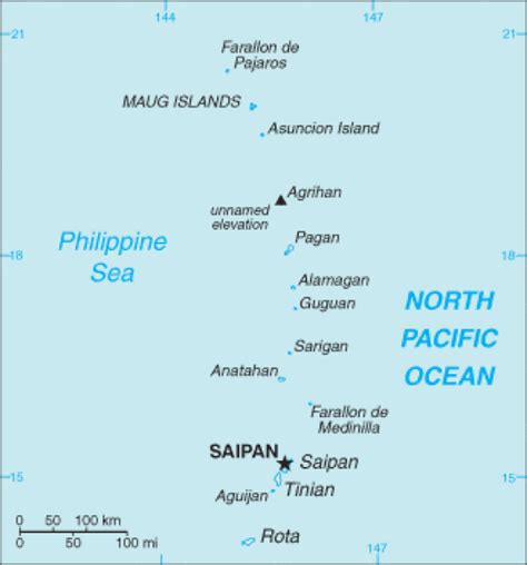 Northern Mariana Islands map. Terrain, area and outline maps of Northern Mariana Islands ...