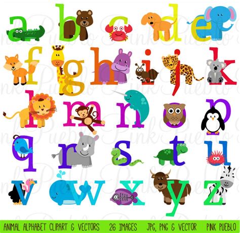 Animal Alphabet Font With Safari Jungle Zoo Animals - Etsy