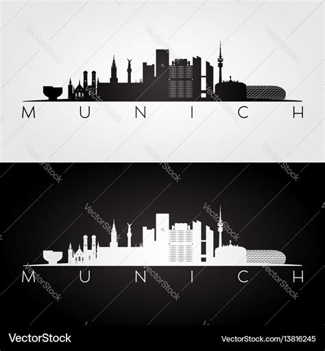 Munich skyline and landmarks silhouette Royalty Free Vector