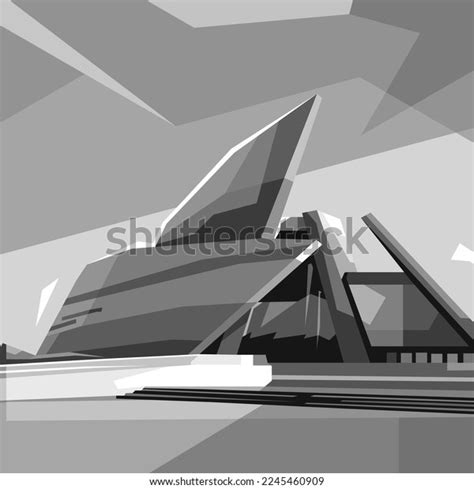 Black White Office Building Vector Wpap Stock Vector (Royalty Free ...