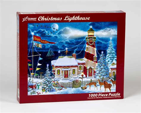 Christmas Lighthouse, 1000 Pieces, Vermont Christmas Company | Puzzle ...