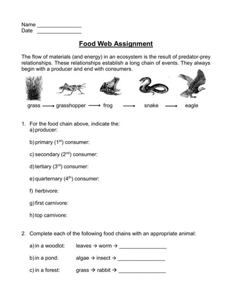 1.2. Food Web Worksheet