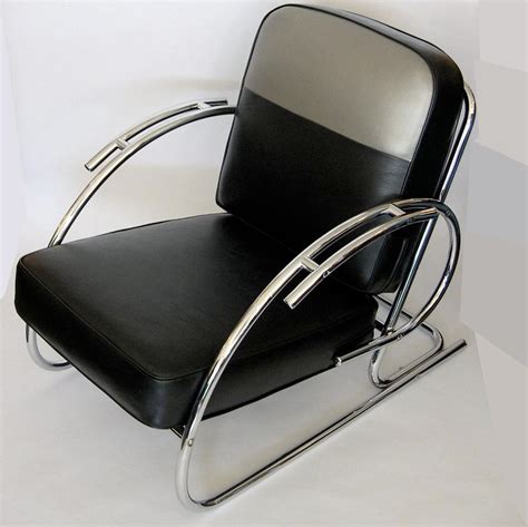 Pair of Streamline Moderne Art Deco Tubular Chrome Chairs at 1stdibs