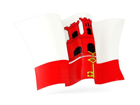 Waving flag. Illustration of flag of Gibraltar