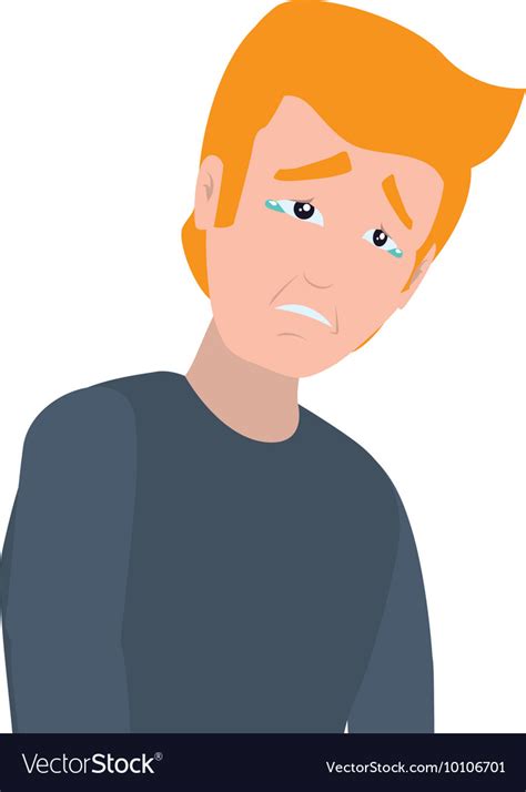 Face sad man expression cartoon icon Royalty Free Vector