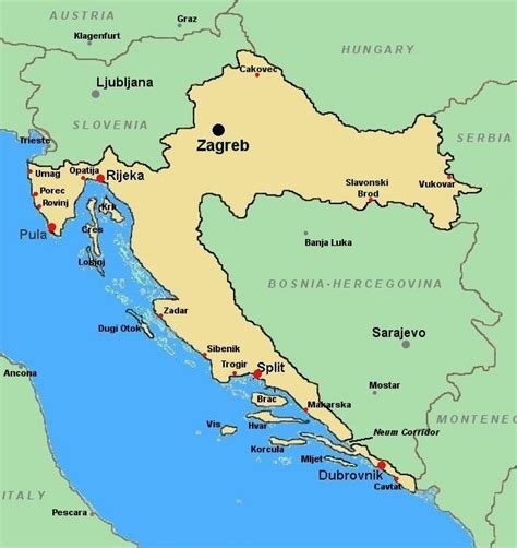 italy and croatia map | Map of Europe Map of Croatia | Kroatië, Vakantie, Bestemmingen