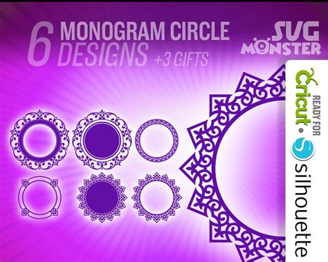 MONOGRAM CIRCLE BORDER Svg Frame Cut Files for Electronic Vinyl Cutter ...