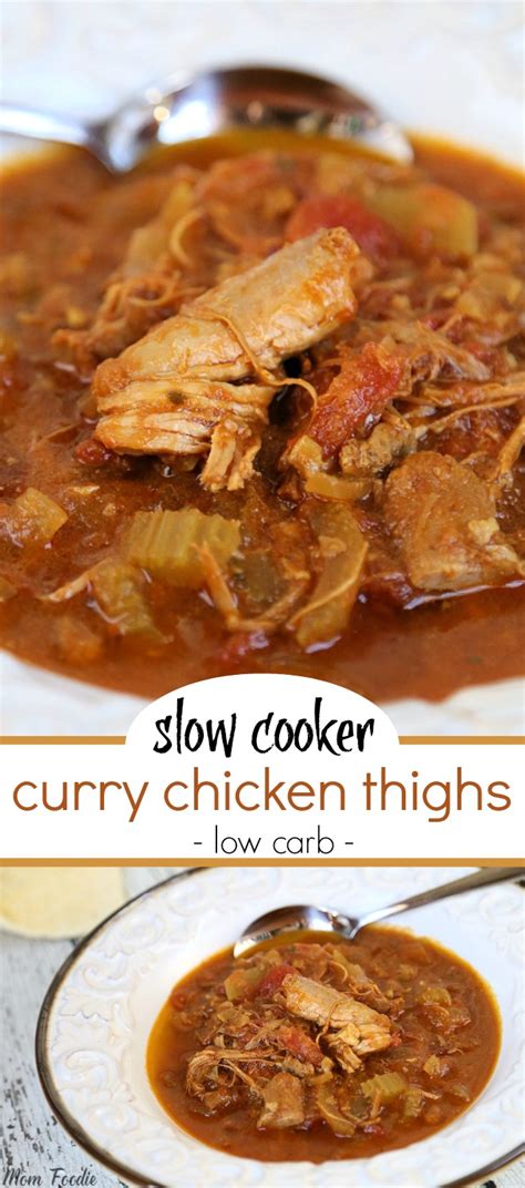 Slow Cooker Curry Chicken Thighs: Low Carb Chicken Stew - Mom Foodie