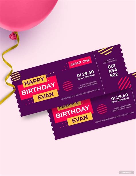 Birthday Ticket Template