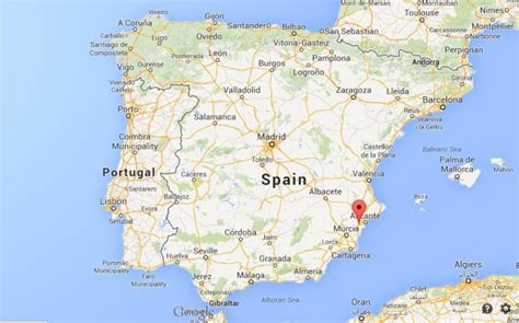 Elche on map of Spain