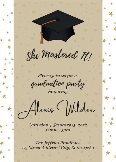 She Mastered It Graduation Party Invitation Masters Degree - Etsy ...