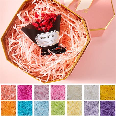 Pink Season 50g Raffia Paper Shred Multi-colored DIY Colorfast Gift Wrapping Colorful Wedding ...