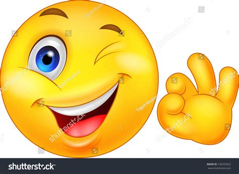 Smiley Emoticon Ok Sign Stock Vector 136297622 - Shutterstock