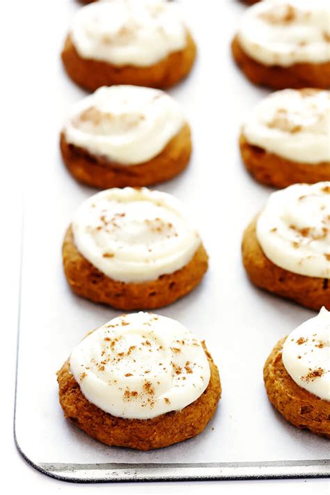 Pumpkin Cookies with Cream Cheese Frosting | Gimme Some Oven