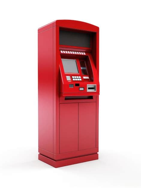 Premium AI Image | Red ATM isolated on white background