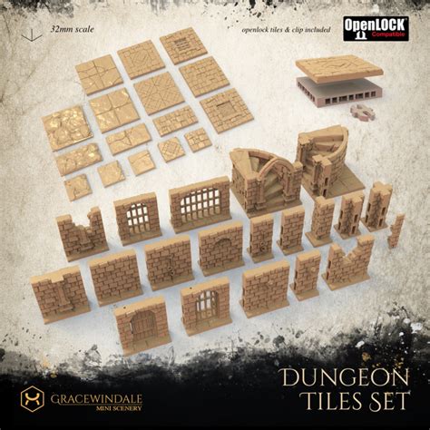 3D Printable Dungeon Tiles Set by Gracewindale Mini Scenery