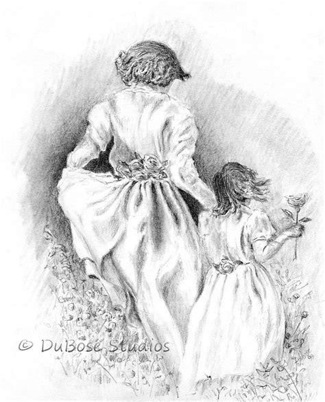 mother daughter pencil drawings - darkDisneyArtDrawings