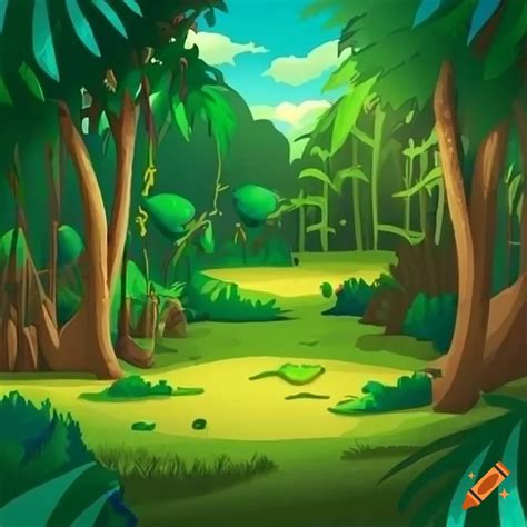 Cartoon jungle landscape on Craiyon